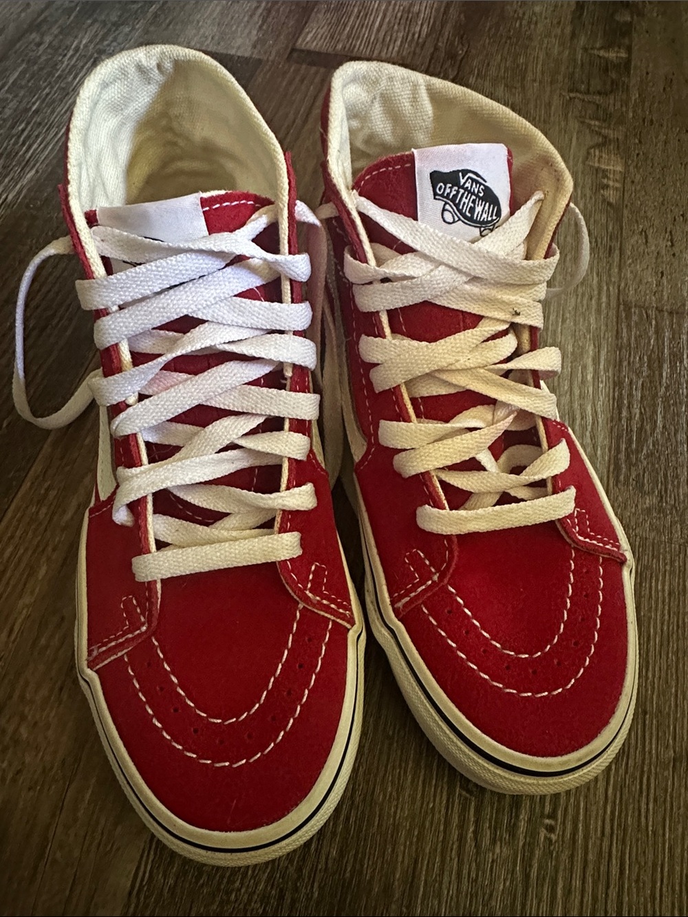 Vans Kids High-Top Sneakers in Red and White